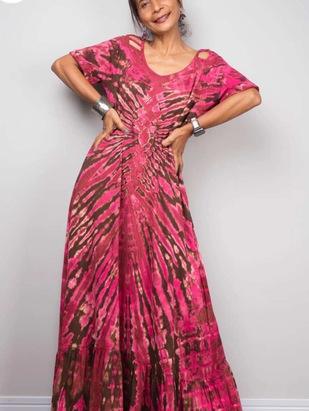 Handmade One Of A Kind 100% Cotton Tie Dye Dress - Picture 5 of 5